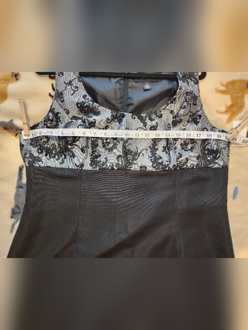 R&M Richards Black and Silver Sleeveless Midi Dress With A Touch Of Sparkle. 16 - Picture 9 of 11